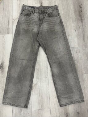🩶ZARA Men’s Gray Washed Wide Leg Jeans | Size US 30 | Relaxed Fit Denim